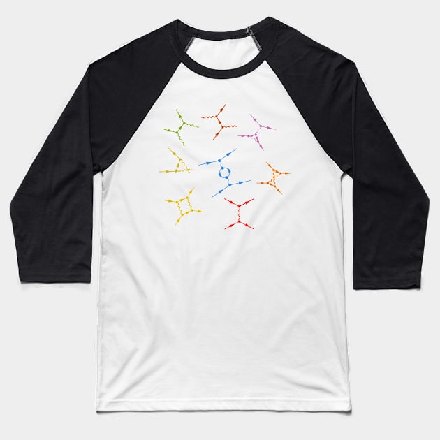 Feynman Diagrams - Quantum Field Theory Basics Baseball T-Shirt by ScienceCorner
